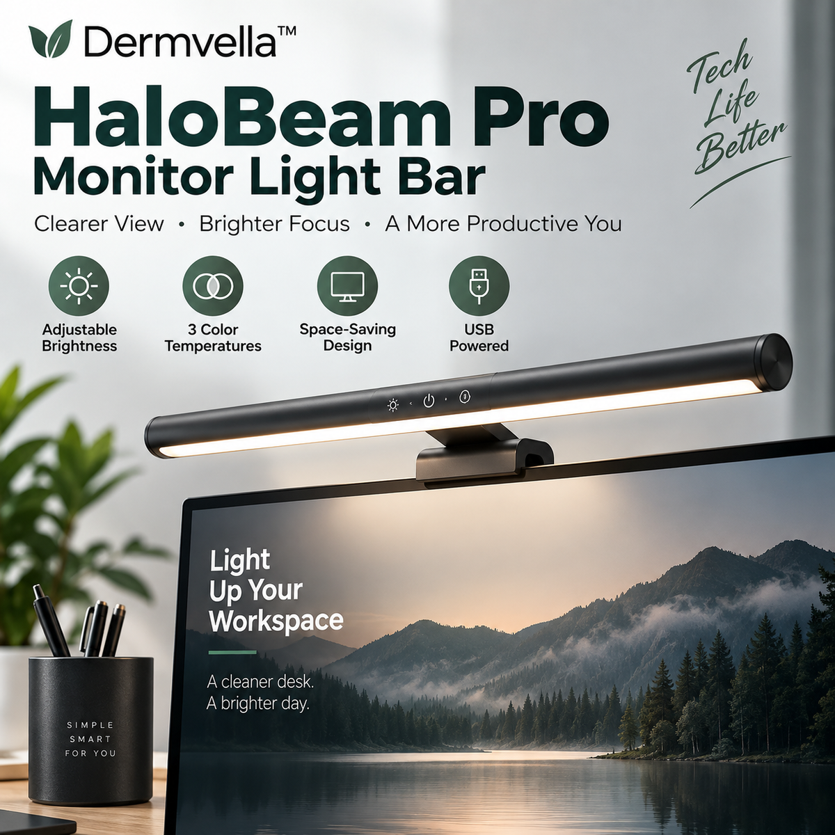 Dermvella™ HaloBeam Pro Monitor Light Bar