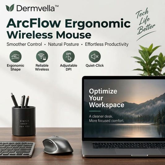 Dermvella™ ArcFlow Ergonomic Wireless Mouse