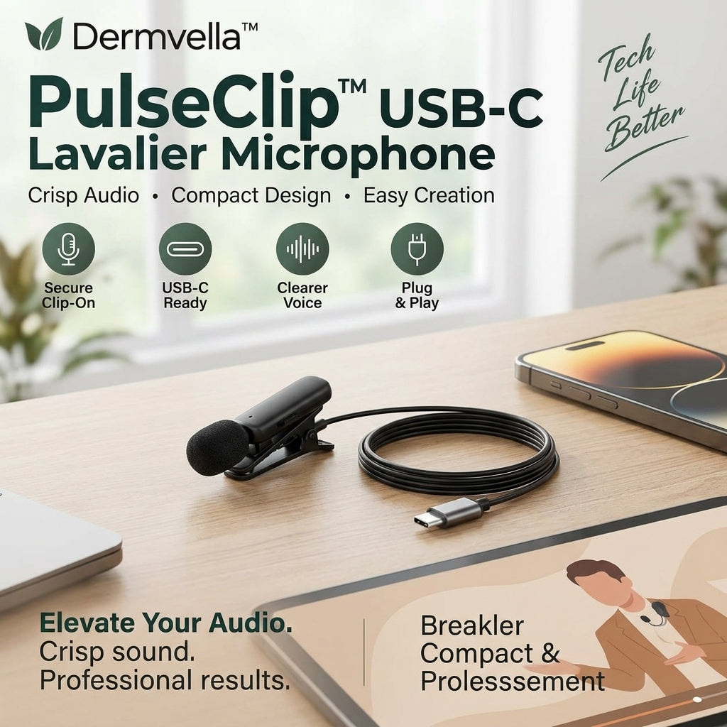 Dermvella™ PulseClip USB-C Lavalier Microphone