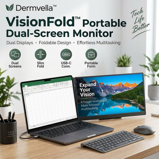 Dermvella™ VisionFold Portable Dual-Screen Monitor