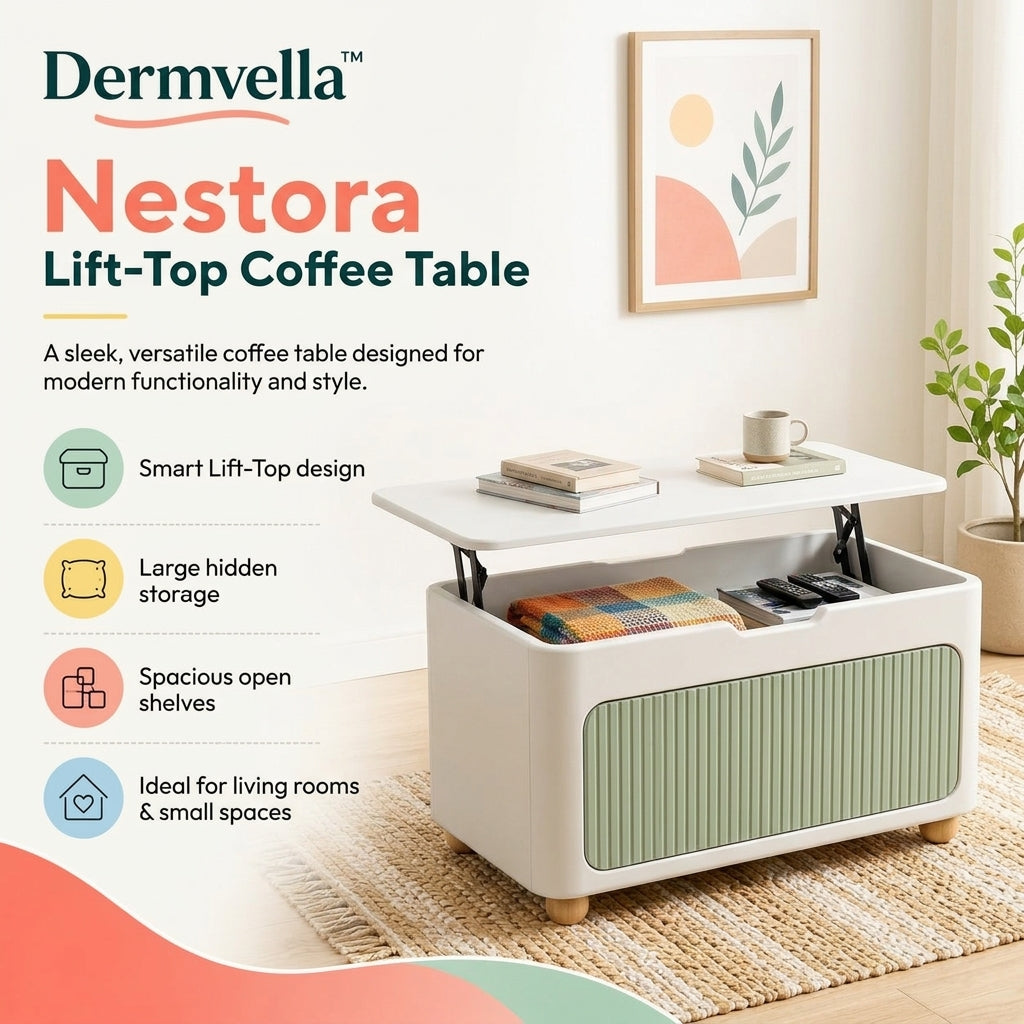 Dermvella™ Nestora Lift-Top Coffee Table