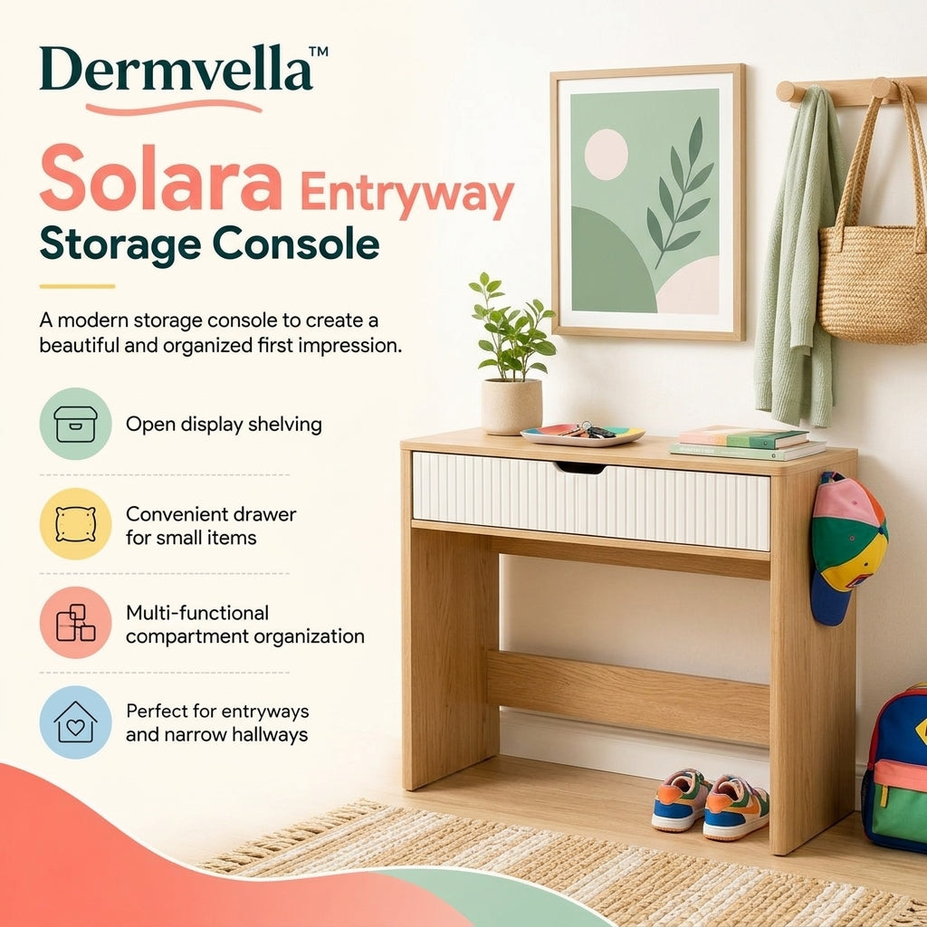 Dermvella™ Solara Entryway Storage Console