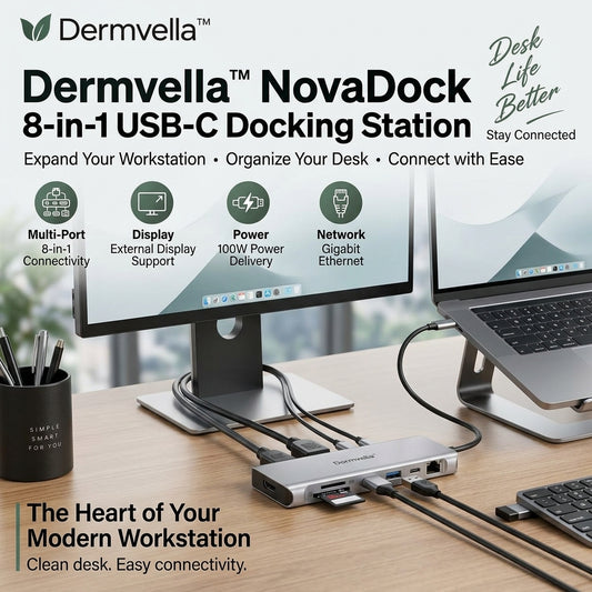 Dermvella™ NovaDock 8-in-1 USB-C Docking Station